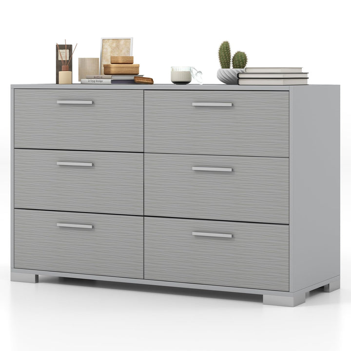 Giantex Storage Cabinet with 6 Drawers, Metal Legs & Handles, Anti-Toppling Devices, Grey