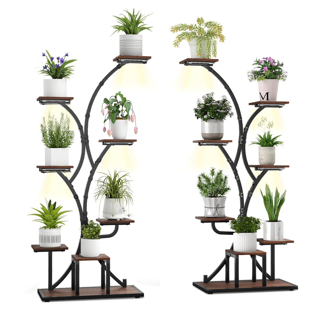 Giantex Plant Stand Indoor with Grow Lights 8-Tier 58" Tall Corner Metal Plant Shelf