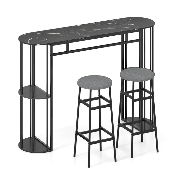 Giantex 3 Pieces Bar Table Set for 2 with 2 Padded Stools