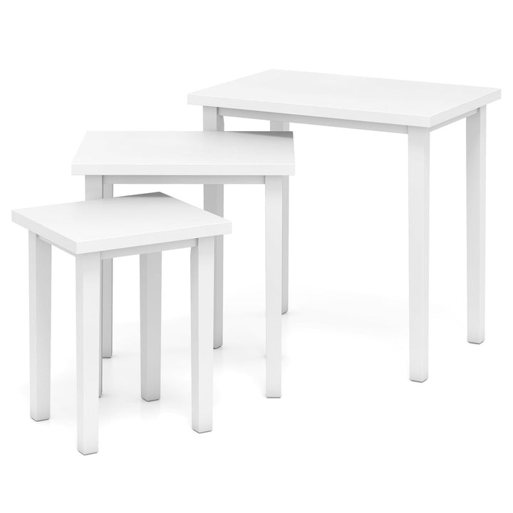 Giantex Nesting Tables Set of 3, Farmhouse Stacking Side Tables with Rubber Legs