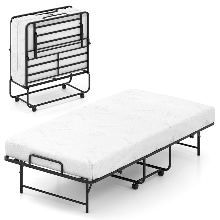 Giantex Twin Folding Bed Frame with 5 Inch Mattress