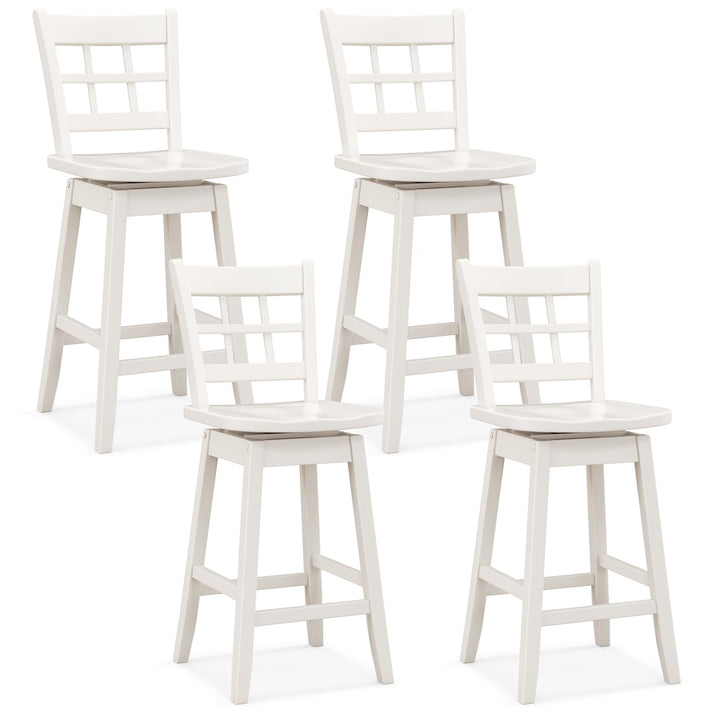 Giantex Bar Stools, Farmhouse Swivel Barstools with 6-Grid Hollow Back & Ergonomic Contoured Seat
