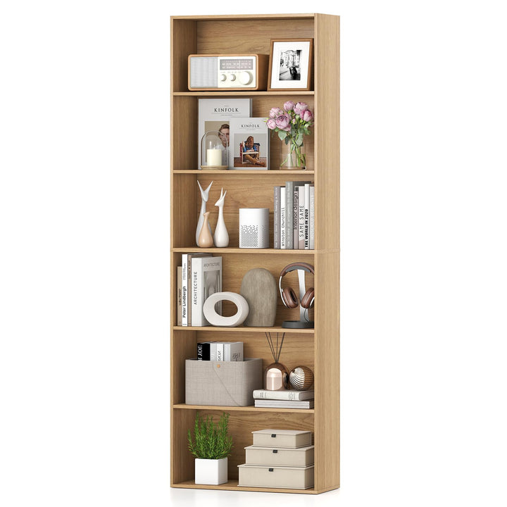 Giantex 6-Tier Bookcase, 70" Tall Wooden Bookshelf, Freestanding Storage Organizer w/Open Shelves