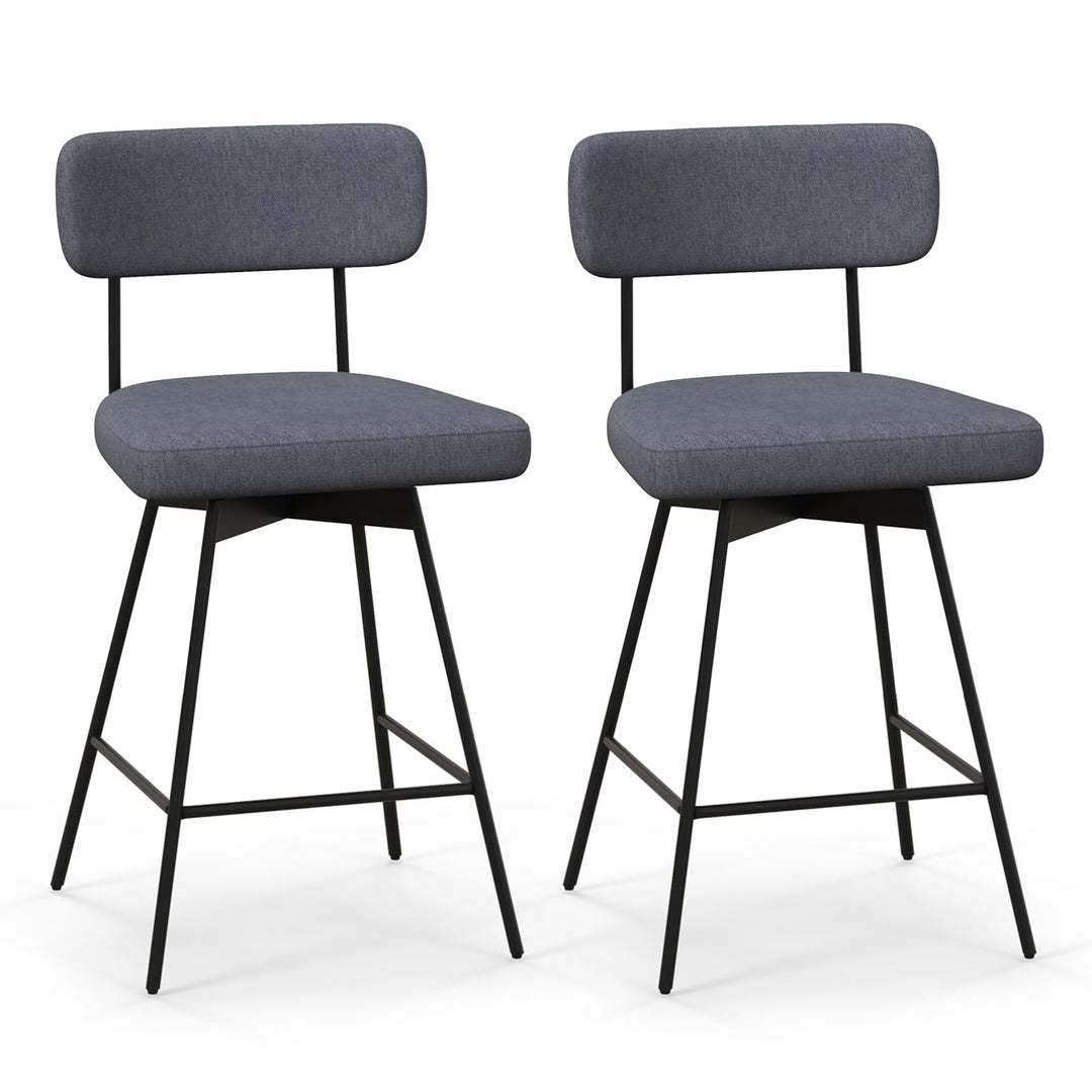 Giantex Swivel Bar Stools,  Upholstered Bar Height Bar Chairs w/Padded Seat & Backrest