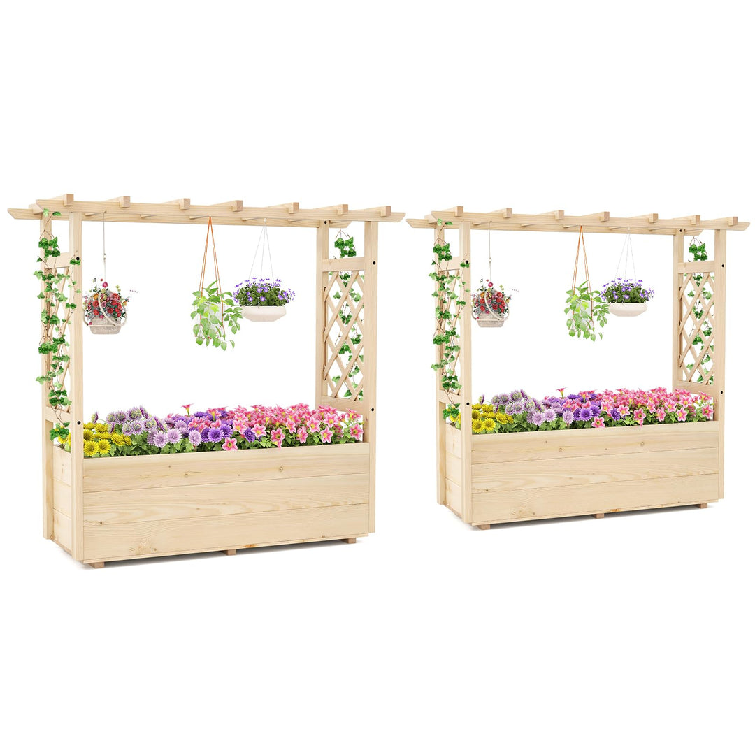 Giantex Raised Garden Bed with Sided Trellis and Hanging Roof
