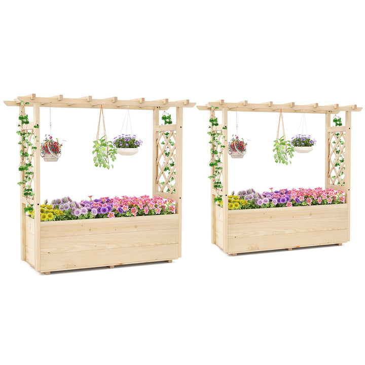 Giantex Raised Garden Bed with Sided Trellis and Hanging Roof