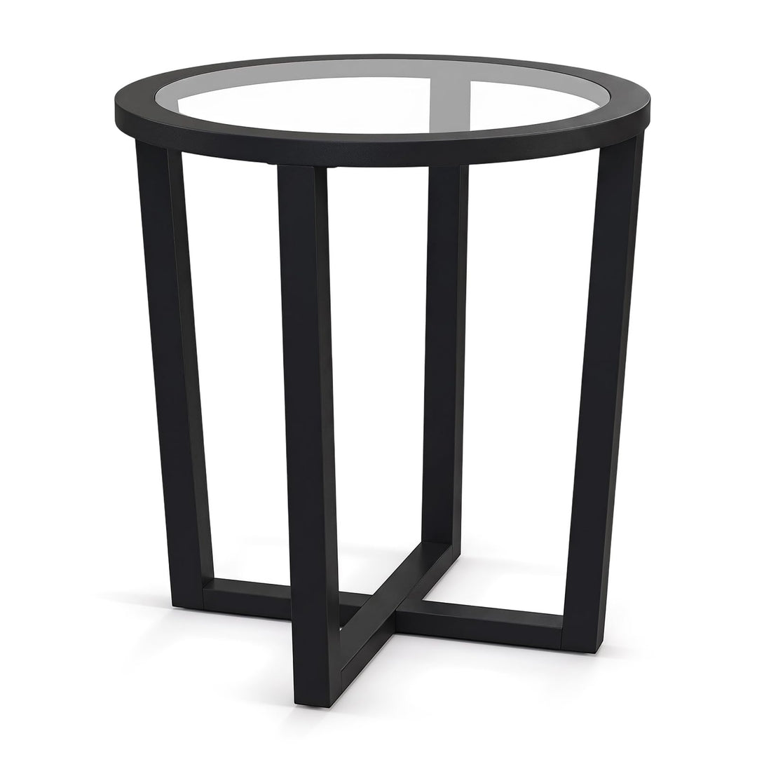Giantex Glass Round End Table, Sofa Side Table with Transparent Tempered Glass Top