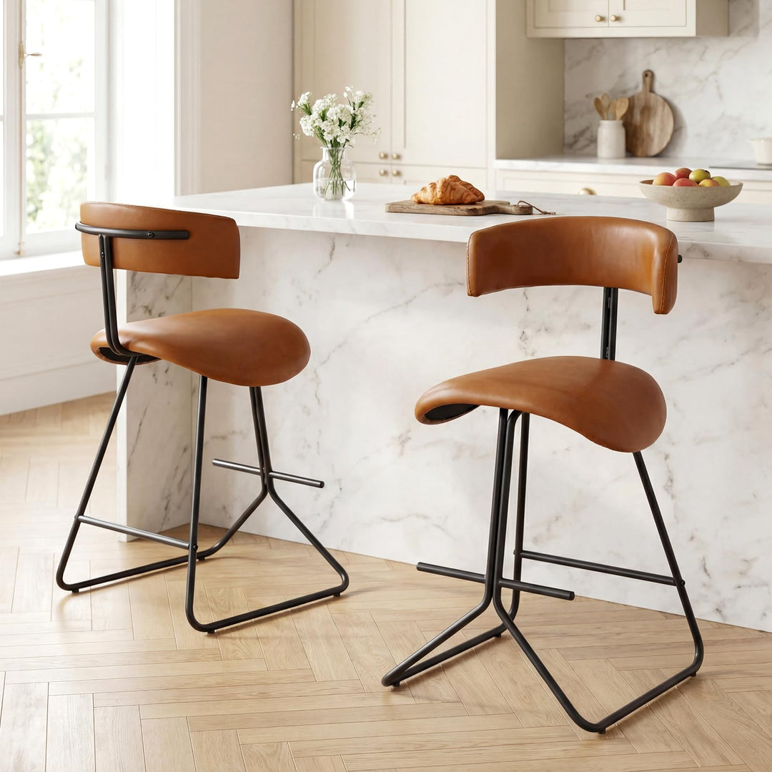 Giantex 25" Fabric Upholstered Armless Counter Height Chairs with Metal Legs &amp; Footrest