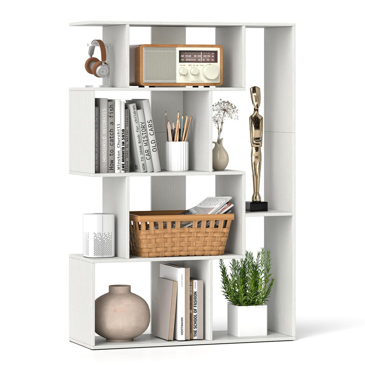 Giantex 6-Cube S-Shaped Bookshelf, 47" Open-Back Geometric Bookcase w/Anti-tip Kits