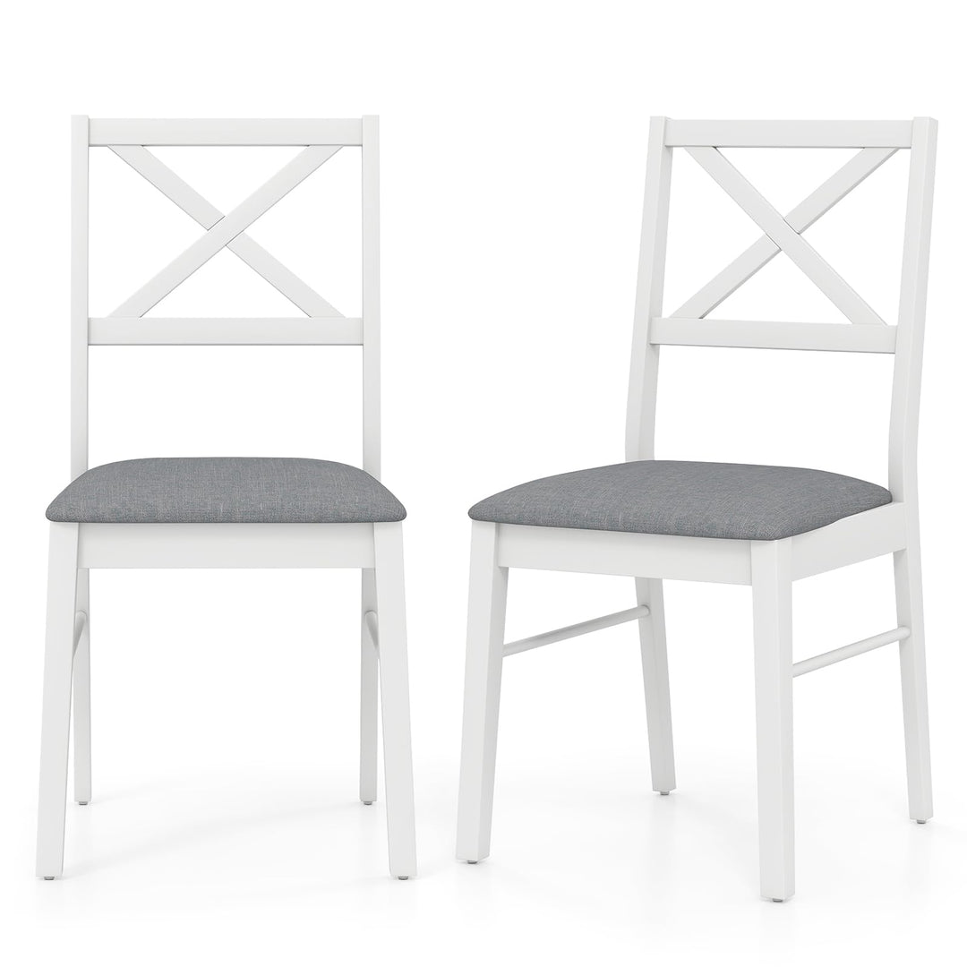 Giantex Wooden Dining Chairs Set of 2/4, Upholstered Kitchen Chairs w/Cross Back & Padded Seat