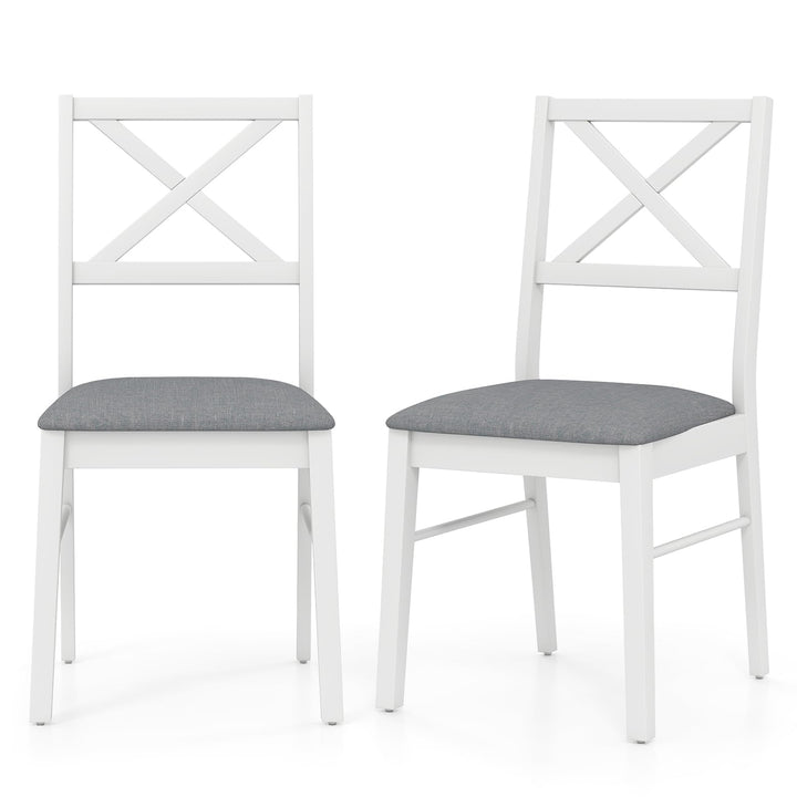 Giantex Wooden Dining Chairs Set of 2/4, Upholstered Kitchen Chairs w/Cross Back & Padded Seat