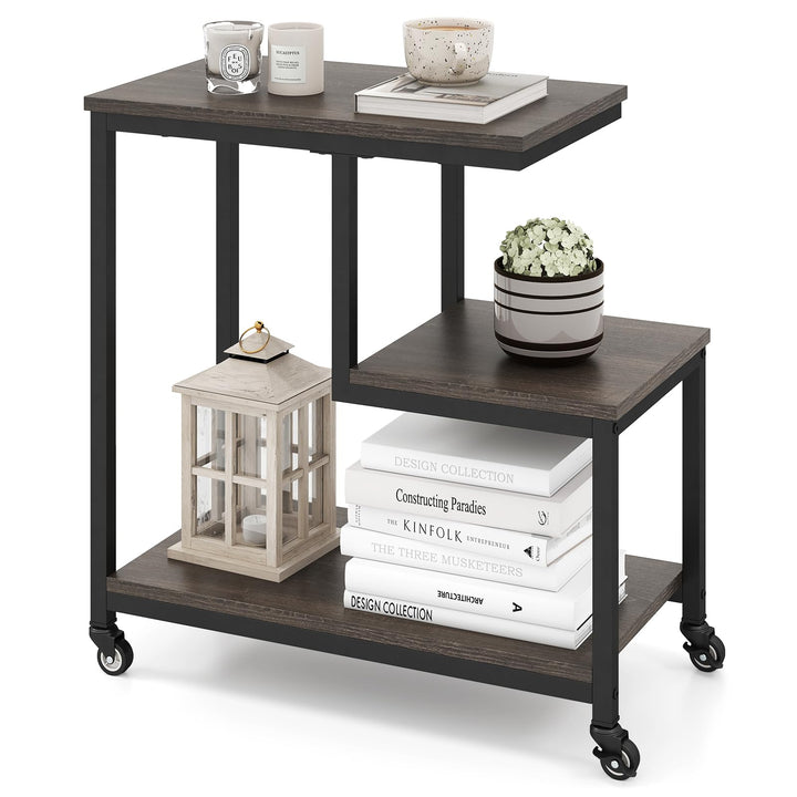 Giantex 3 Tier Side Table with Wheels for Living Room Bedroom Office
