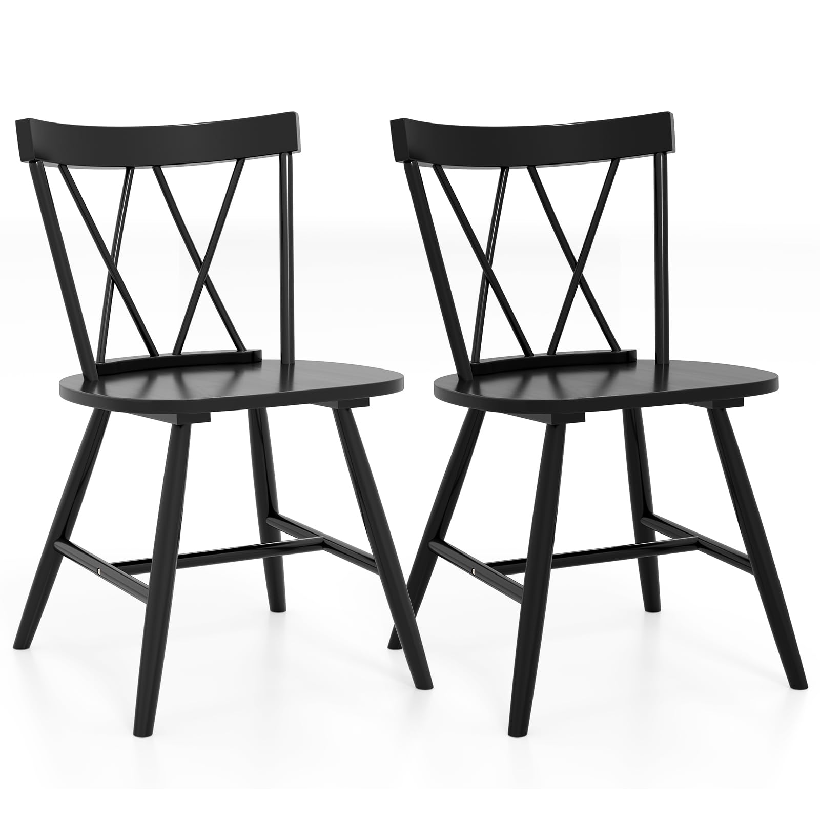 Giantex Wooden Dining Chairs Set of 2/4, Farmhouse Windsor Kitchen Chairs w/Cross Back, Wide Seat