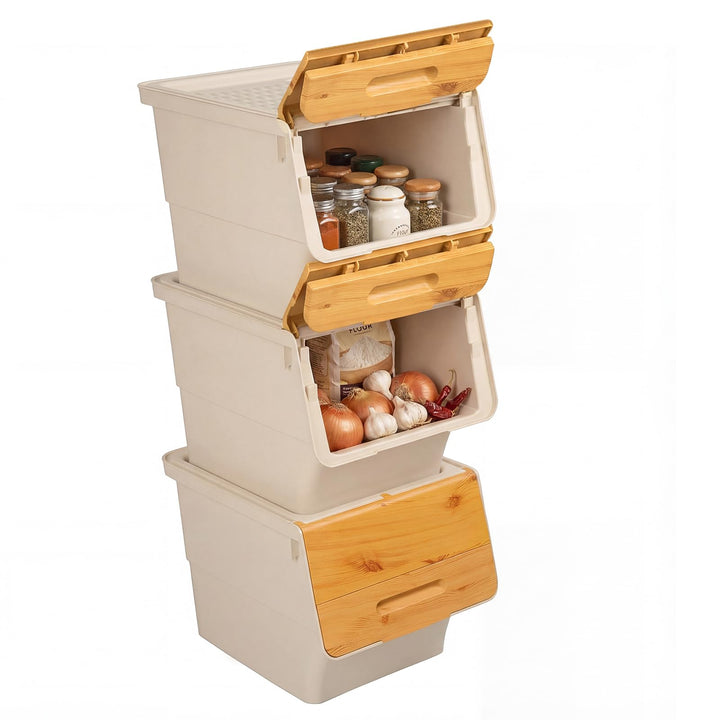 Giantex Plastic Stackable Storage Bins with Lids & Wheels