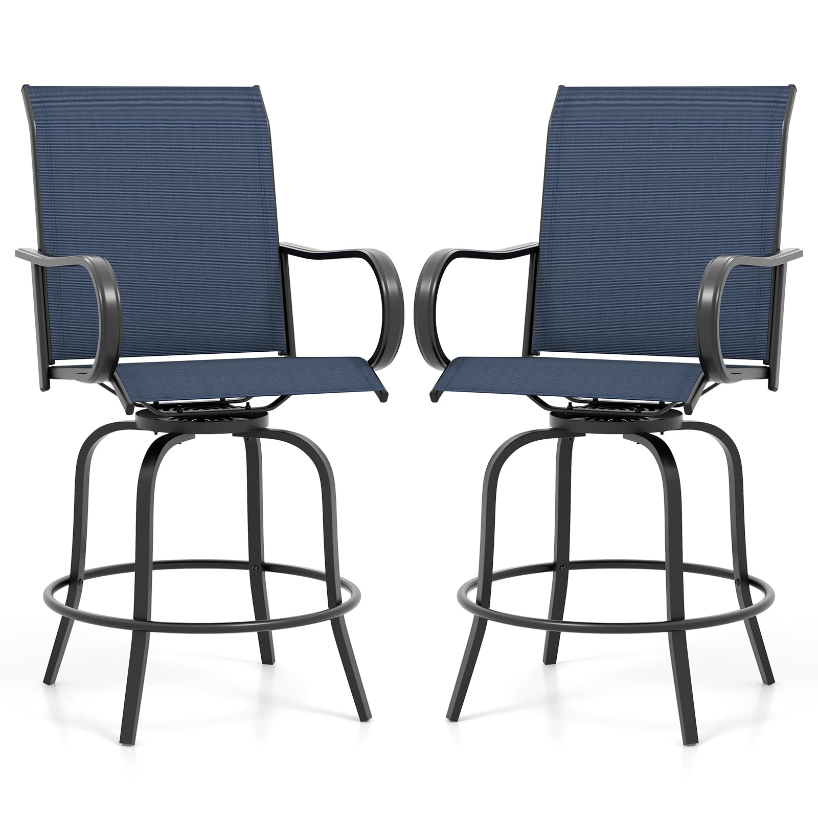Giantex Swivel Outdoor Bar Stools, All-Weather Bar Height Patio Chairs