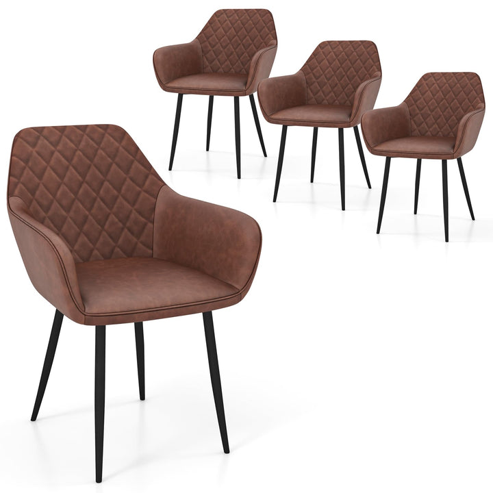 Giantex Mid Century Modern Dining Chairs Set of 2/4, Upholstered Accent Chairs w/Curved Backrest, Wide Seat & Armrests