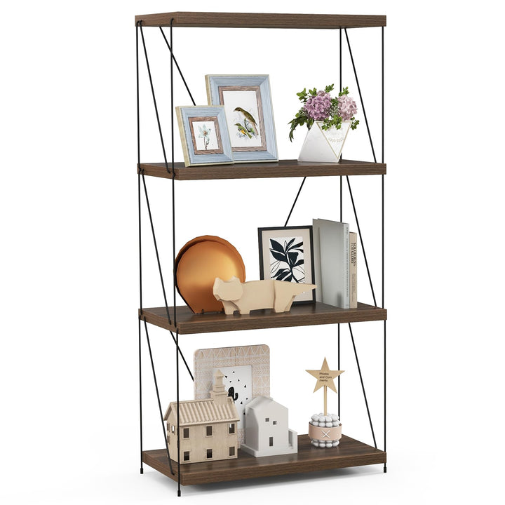 Giantex 3-Tier Open-Back Bookshelf, Freestanding Display Rack, Metal Frame Storage Shelf