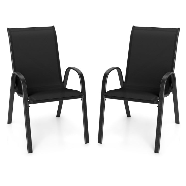 Giantex Stackable Outdoor Dining Chairs with Breathable &amp; Quick-Dry Fabric &amp; Armrests for All Weather