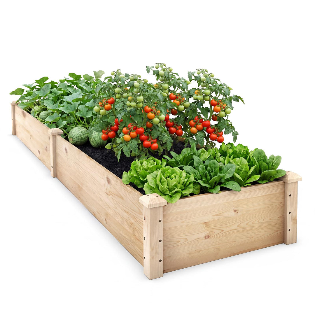 GIANTEX 95" Wooden Raised Garden Bed Rectangular Planter Box