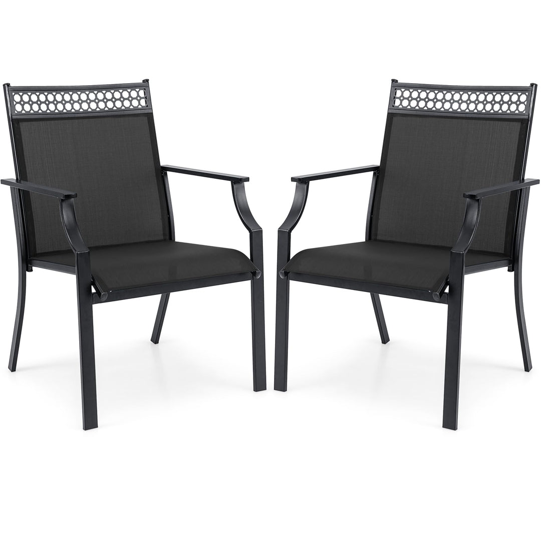 Giantex Patio Chairs Set of 2/4, Outdoor Chairs with All Weather Fabric, High Backrest, Armrests