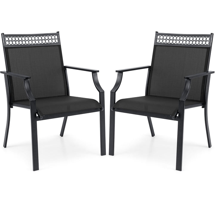 Giantex Patio Chairs Set of 2/4, Outdoor Chairs with All Weather Fabric, High Backrest, Armrests