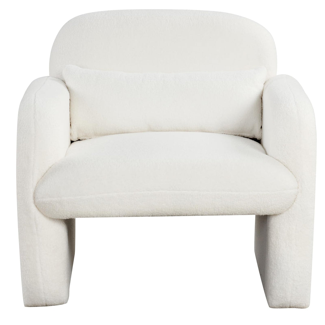 Giantex Modern Accent Chair for Living Room, Sherpa Fabric Upholstered Armchair w/Waist Pillow, Comfy Reading Chair w/Armrests