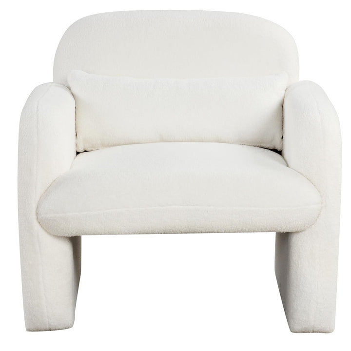 Giantex Modern Accent Chair for Living Room, Sherpa Fabric Upholstered Armchair w/Waist Pillow, Comfy Reading Chair w/Armrests