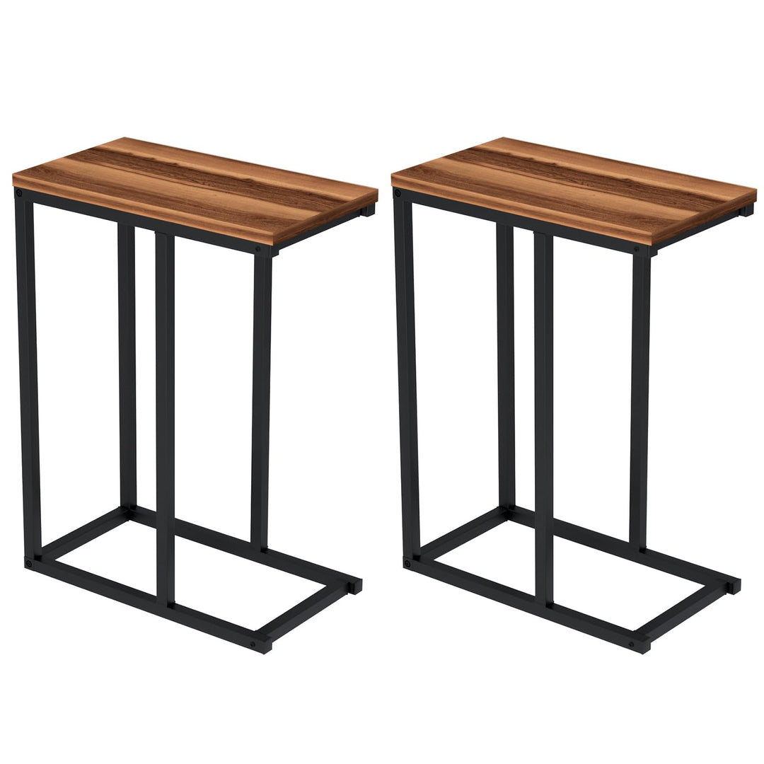 Giantex Small Sofa Couch Side Table That Slide Under with Metal Frame & Spacious Tabletop