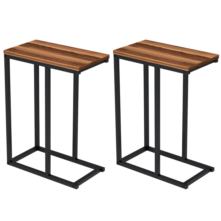 Giantex Small Sofa Couch Side Table That Slide Under with Metal Frame & Spacious Tabletop