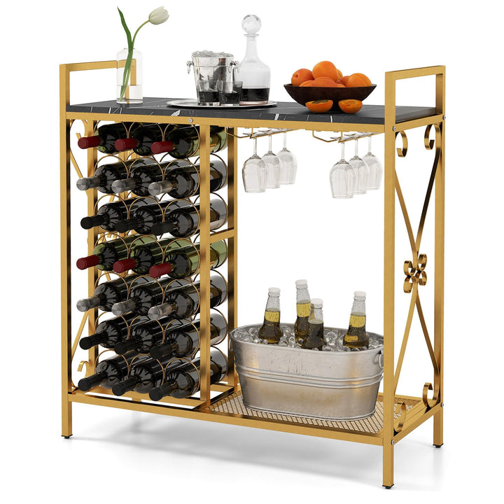 Giantex Wine Bar Table with 6 Glass Wine Glass Holder