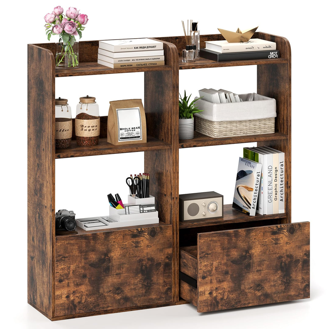 Giantex 4 Tier Bookshelf with Drawer for Living Room