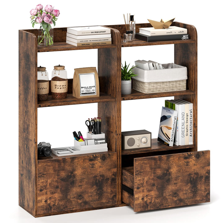 Giantex 4 Tier Bookshelf with Drawer for Living Room