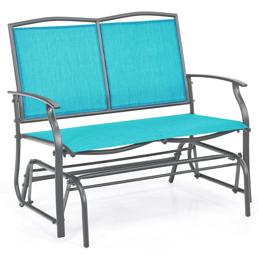 Giantex 2-Person Outdoor Rocking Chair with Metal Frame and Breathable Fabric