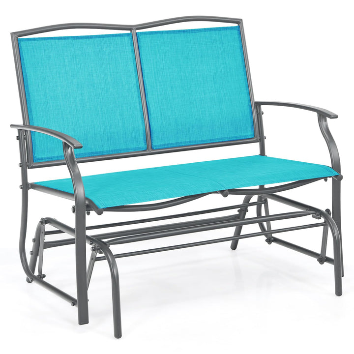 Giantex 2-Person Outdoor Rocking Chair with Metal Frame and Breathable Fabric