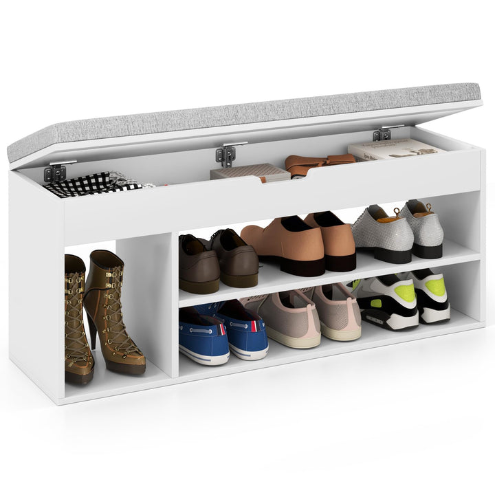 Giantex 3 Tier Shoe Rack Organizer with Flip Top Storage and Padded Seat Cushion