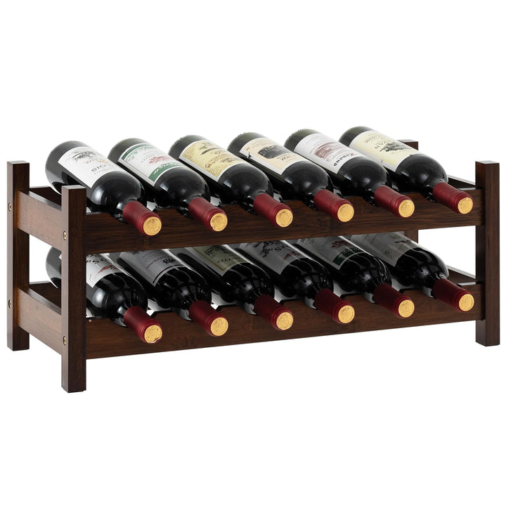 Giantex Bamboo Wine Rack, 2/3 Tier 12/18 Bottle Wine Storage Cabinet Shelf