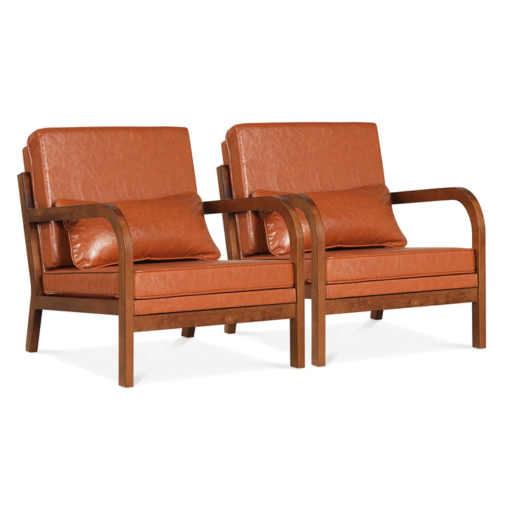 Giantex Mid-Century Modern Accent Chair with Lumbar Pillow