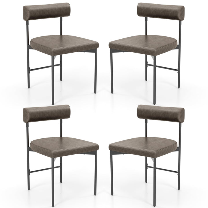 Giantex Dining Chairs, Faux Leather Upholstered Kitchen Side Chair with Padded Backrest and Cushion, Metal Legs