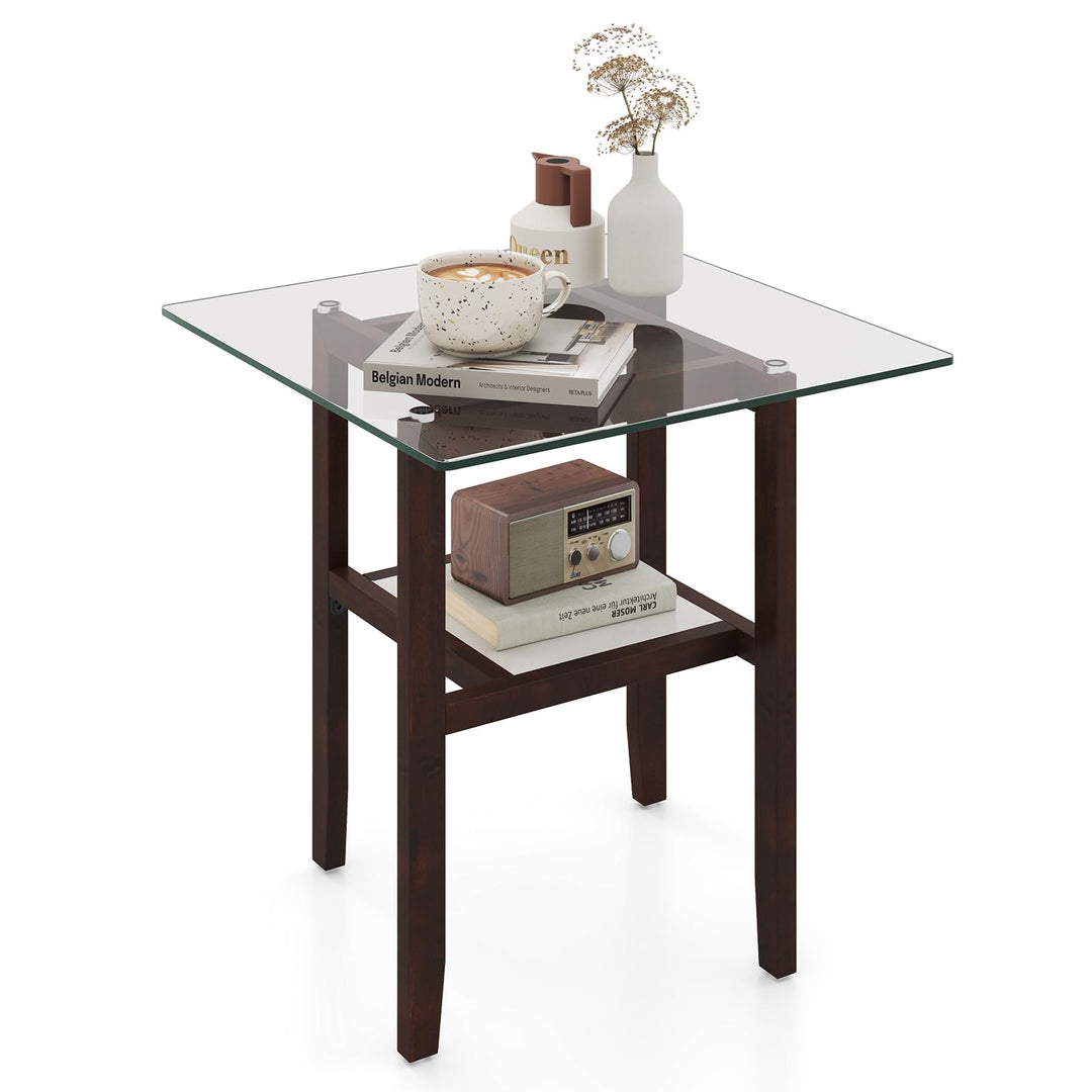 Giantex Small Coffee Table 24" Glass End Table