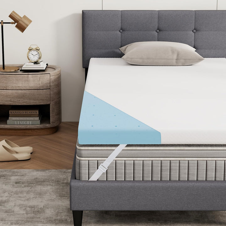 Giantex 3 Inch Twin Memory Foam Mattress Topper, Cooling Gel Infused Topper with Removable Cover