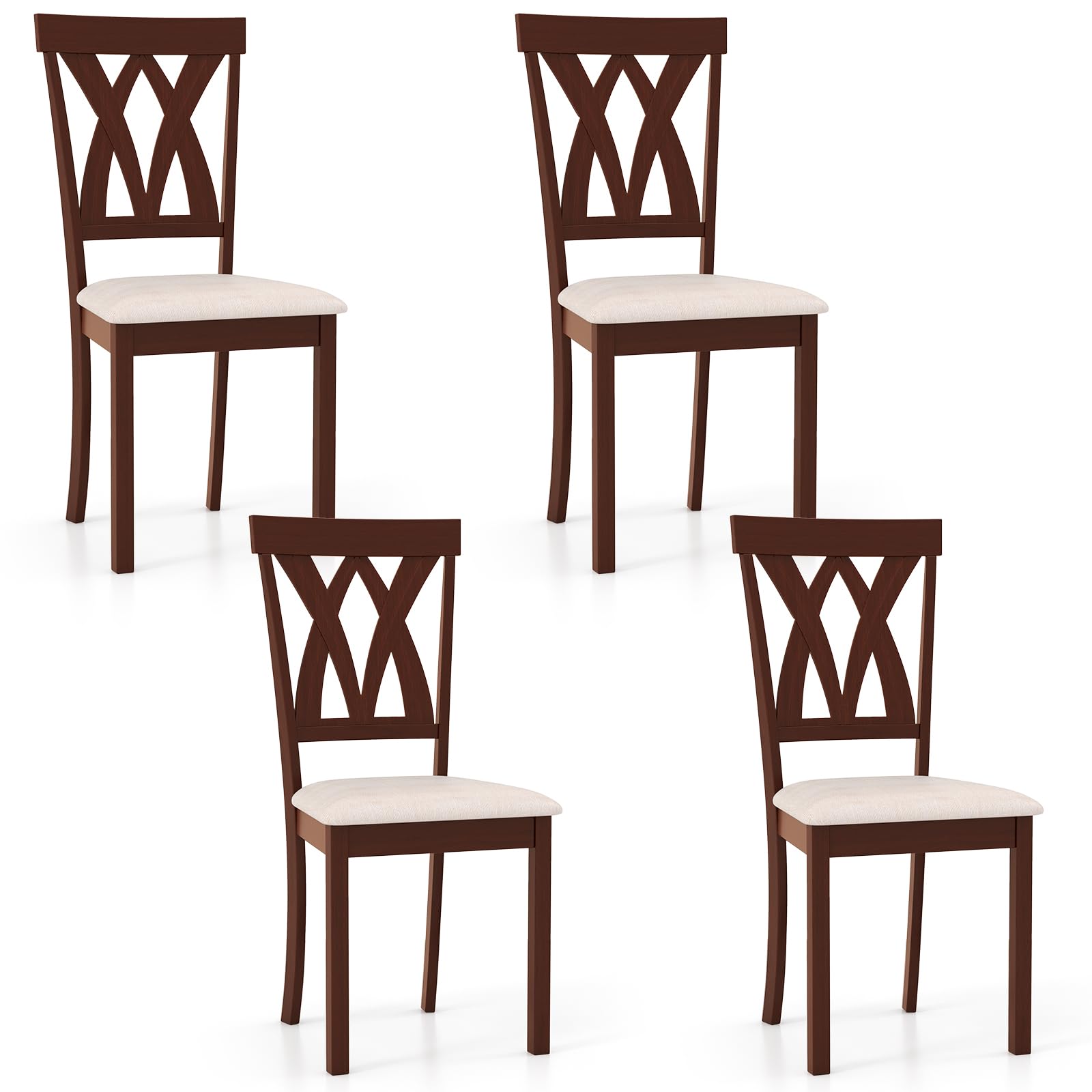 Giantex Wood Dining Chair, Wooden Kitchen Chairs with Upholstered Seat