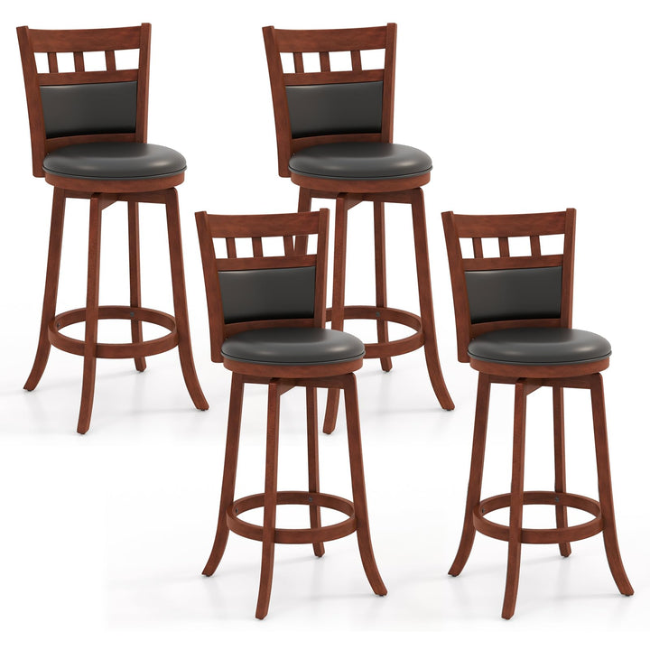 Giantex Wood Bar Stools Set, 31" Swivel Bar Height Barstools w/Back, Rubber Wood Frame