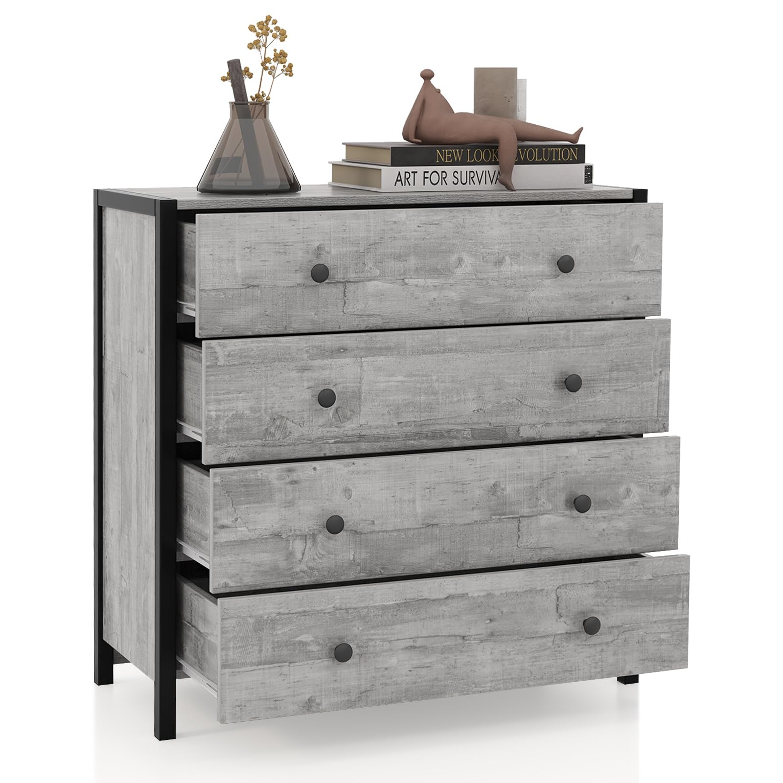 Giantex Dresser for Bedroom with 4 Storage Drawers - Modern Chest of Drawers