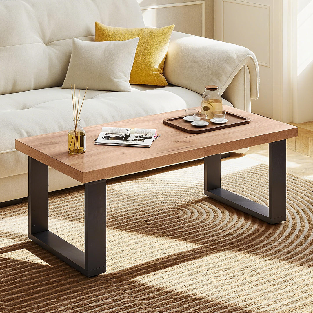 Giantex Rustic Coffee Table 47 Inch Industrial Wood Center Table with 1.8" Tabletop