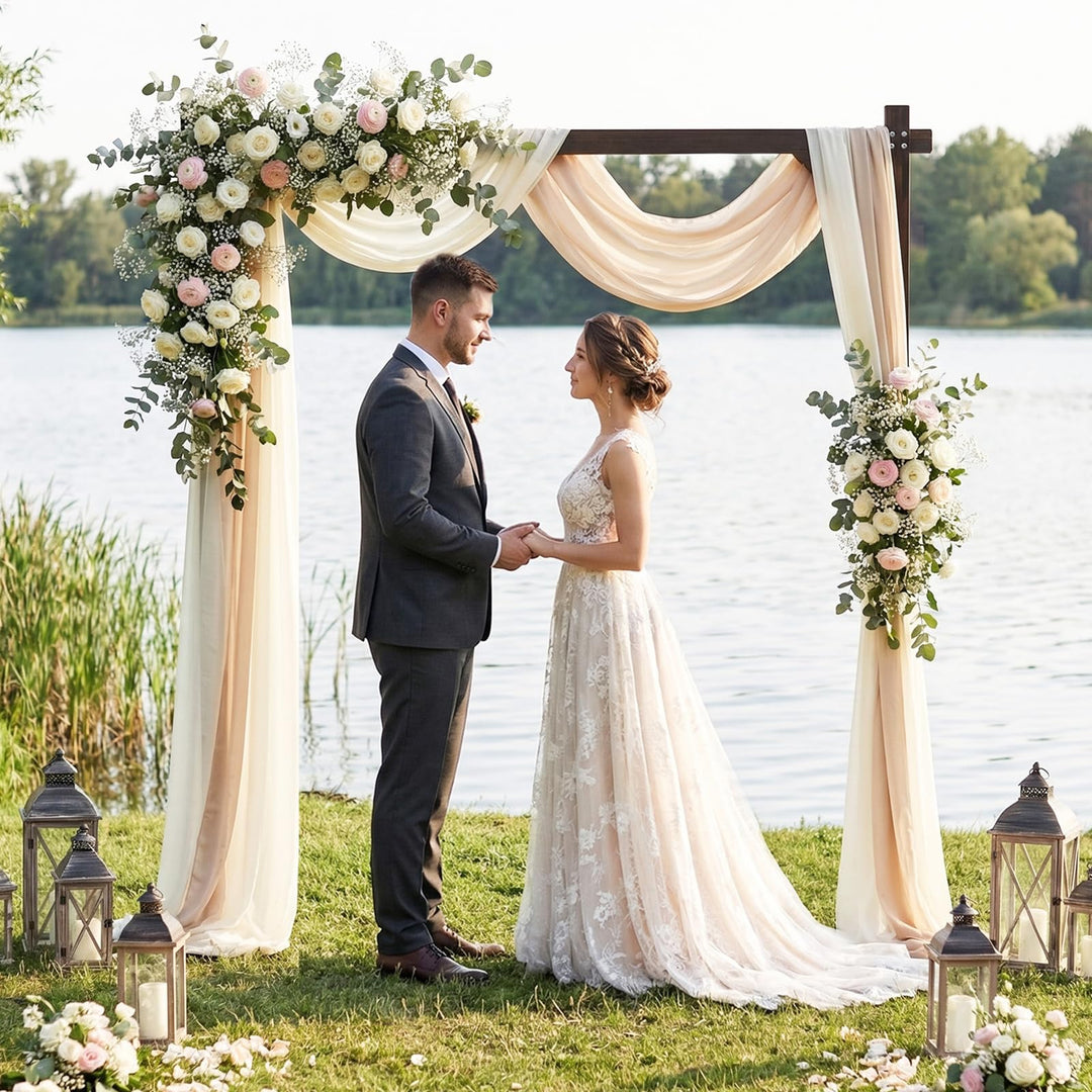 Giantex 87" Wood Wedding Arbor Backdrop Stand with Ground Stakes