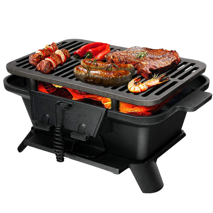 Portable Cast Iron Grill with Double-sided Grilling Net