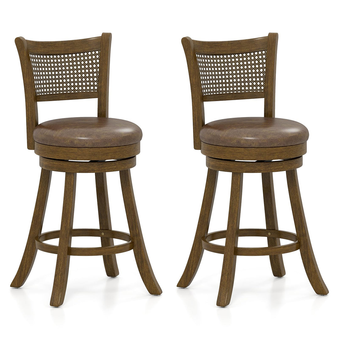 Giantex 25" Swivel Bar Stools Set of 2/4 with Footrest & Rubber Wood Frame