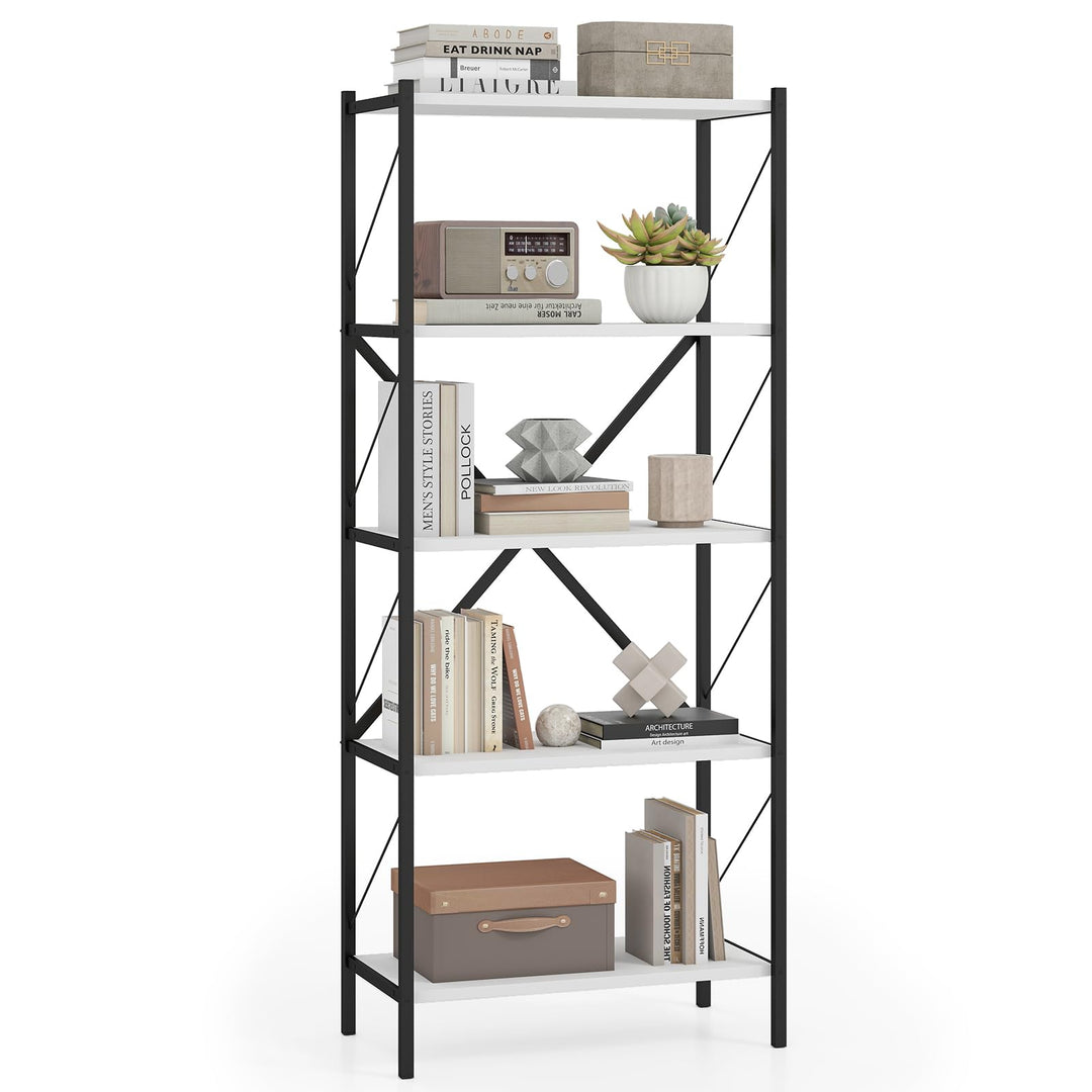 Giantex 5-Tier Tall Industrial Bookcase with Heavy-Duty Metal Frame (1/2)