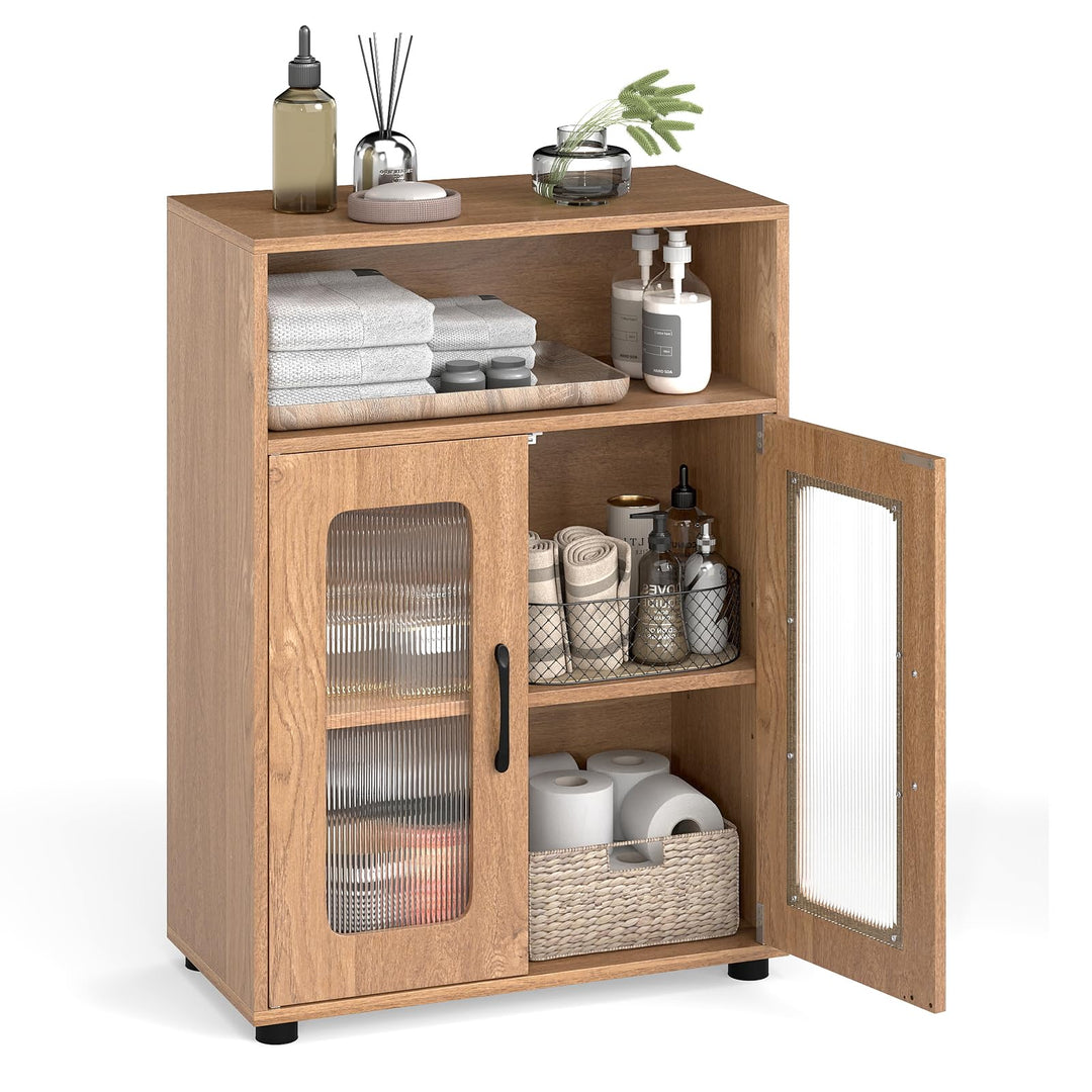 Giantex Bathroom Storage Cabinet with 2 Doors &amp; 3-Level Adjustable Shelf