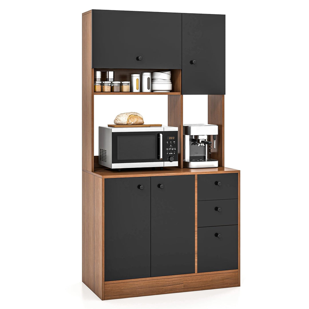 Giantex Kitchen Pantry, Buffet Hutch with 3 Storage Cabinet, 71'' Floor Large Cupboard with 3 Deep Drawers